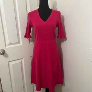 Kate Spade Bright Rose Pink V Neck Sweater Dress Size Medium